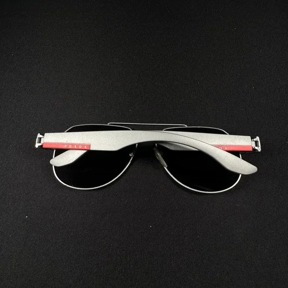 Prada Polarized Sunglasses Frame Men Silver Linnea‎ Rossa SPS 57U 449-5W1 Italy